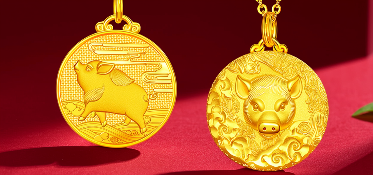 猪牌金项链图片