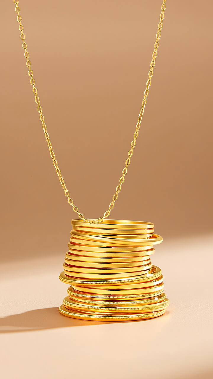 一堆金项链图片