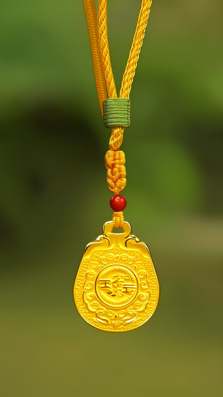 黄金吊坠挂绳图片