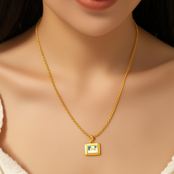 黄金项链配吊坠图片