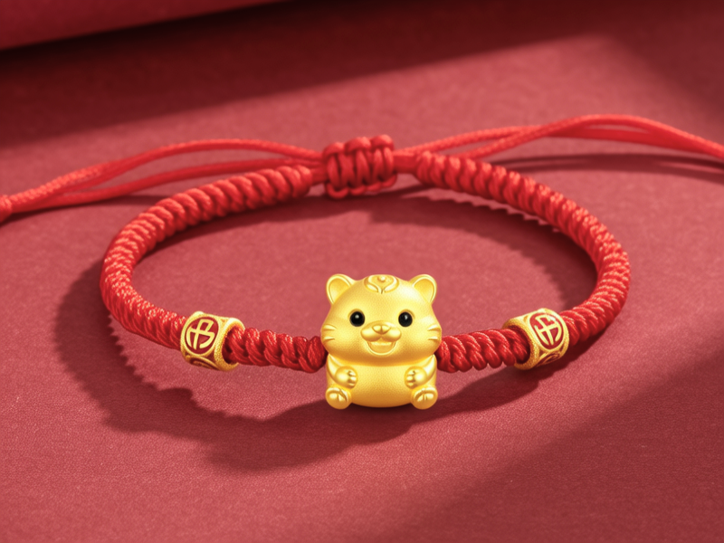 宝宝红绳黄金手链图片