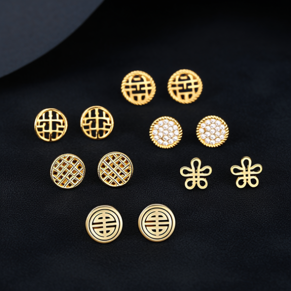 黄金耳钉图片女款大全